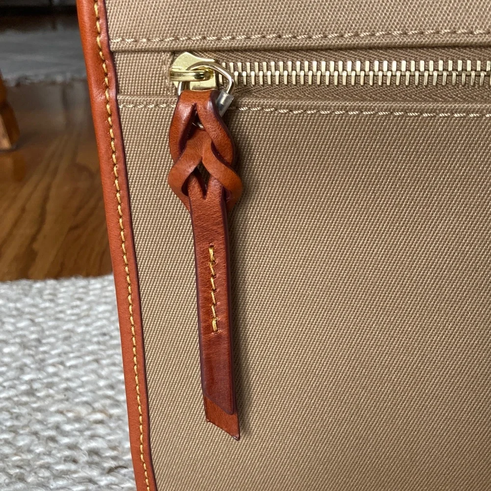 NWT Dooney & Bourke Tan Canvas with Brown Leather Trim Briefcase